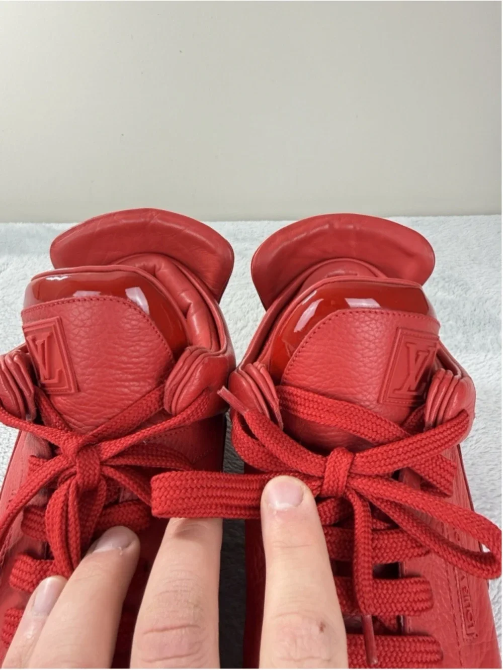 Louis Vuitton Men Sz 7.5 US/6.5 LV Kanye West Don Red Leather Sneakers Complete